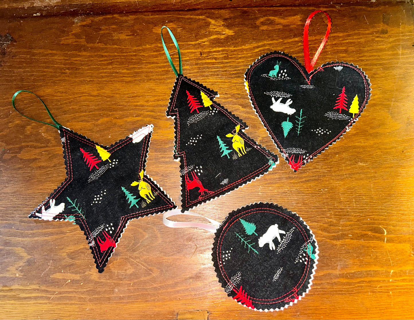 Rustic Fabric Ornaments set of 4