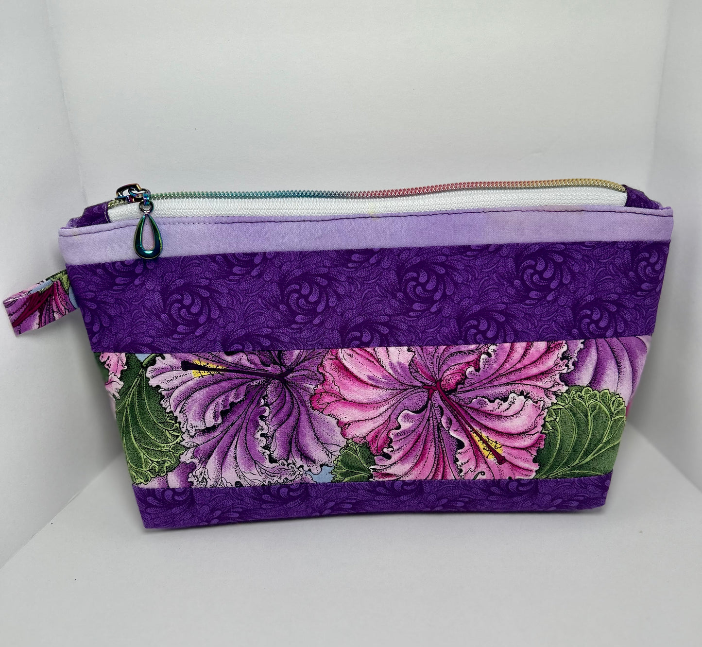 Zipper Pouch Purple with floral