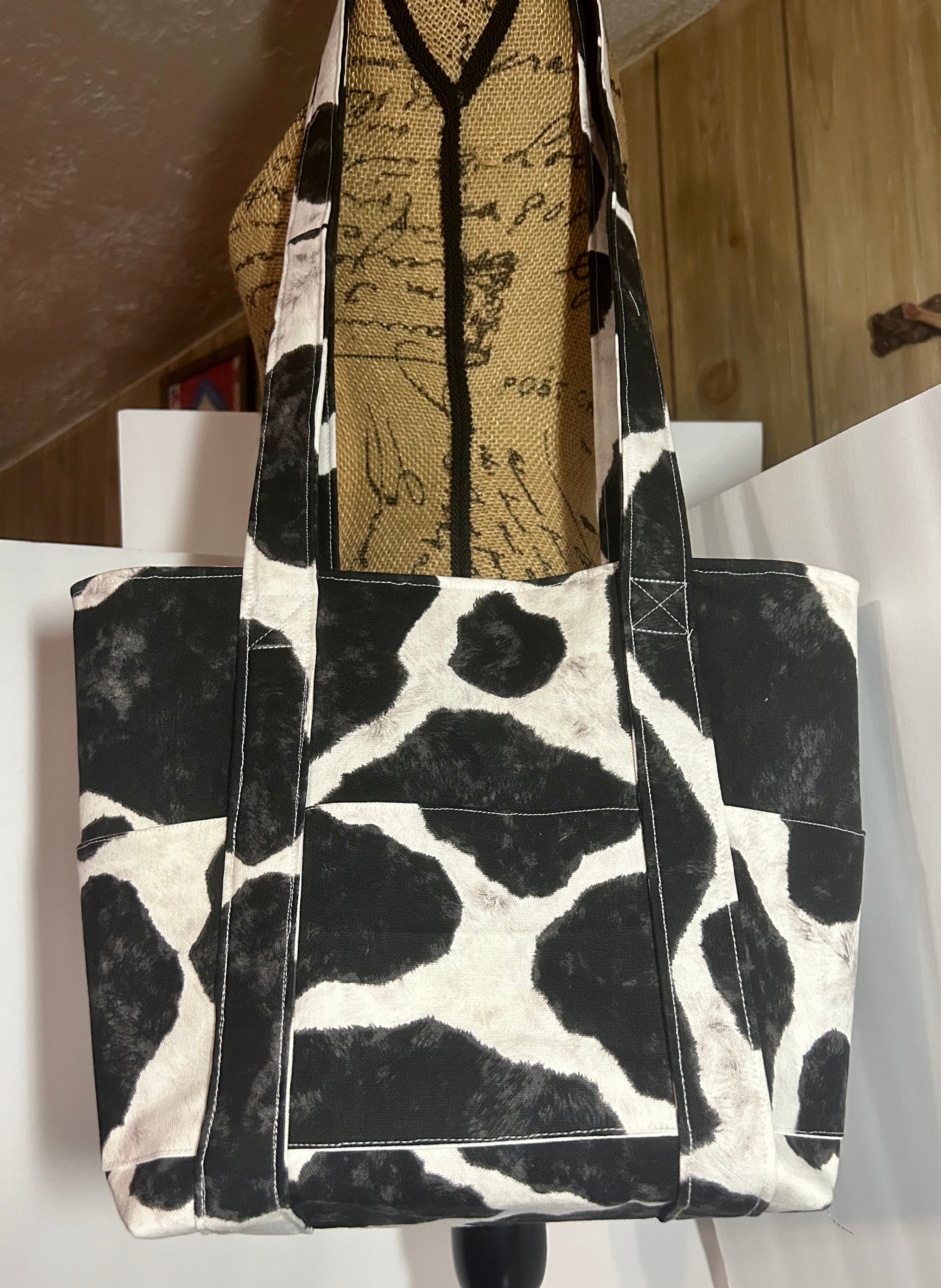 Explorer Tote Bag - Cow print- Carry all Tote bag with 14 pockets